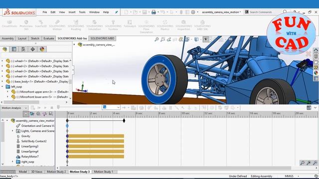 SolidWORKS Motion study | RACECAR driver's POINT of VIEW motion animation with SUSPENSION SolidWORK смотреть онлайн