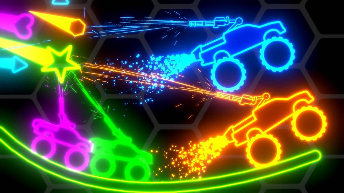 84. Гонка неоновых траков с оружием | Neon Jet Trucks Weapon Race | Кто победит? смотреть онлайн