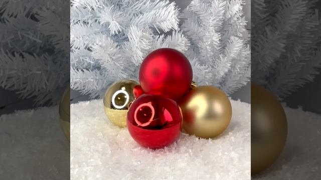 Набор украшений Шары Микс 6 см, 16 шт, пластик, ассорти 2 вида, цвет красный/золото ЛЬДИНКА 212445