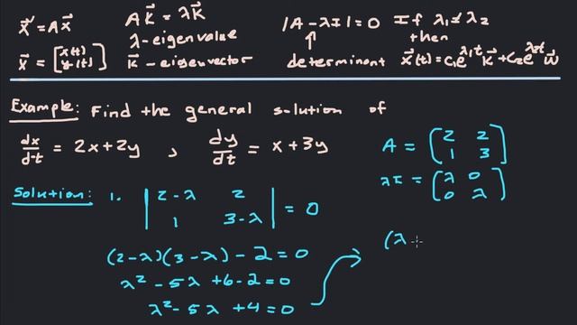 Homogeneous System of Linear Differential Equations :: Real Distinct Eigenvalues смотреть онлайн