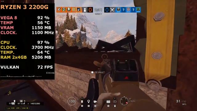Tom Clancy's: Rainbow Six Siege - Ryzen 3 2200G Stock - 8GB RAM @2400Mhz смотреть онлайн