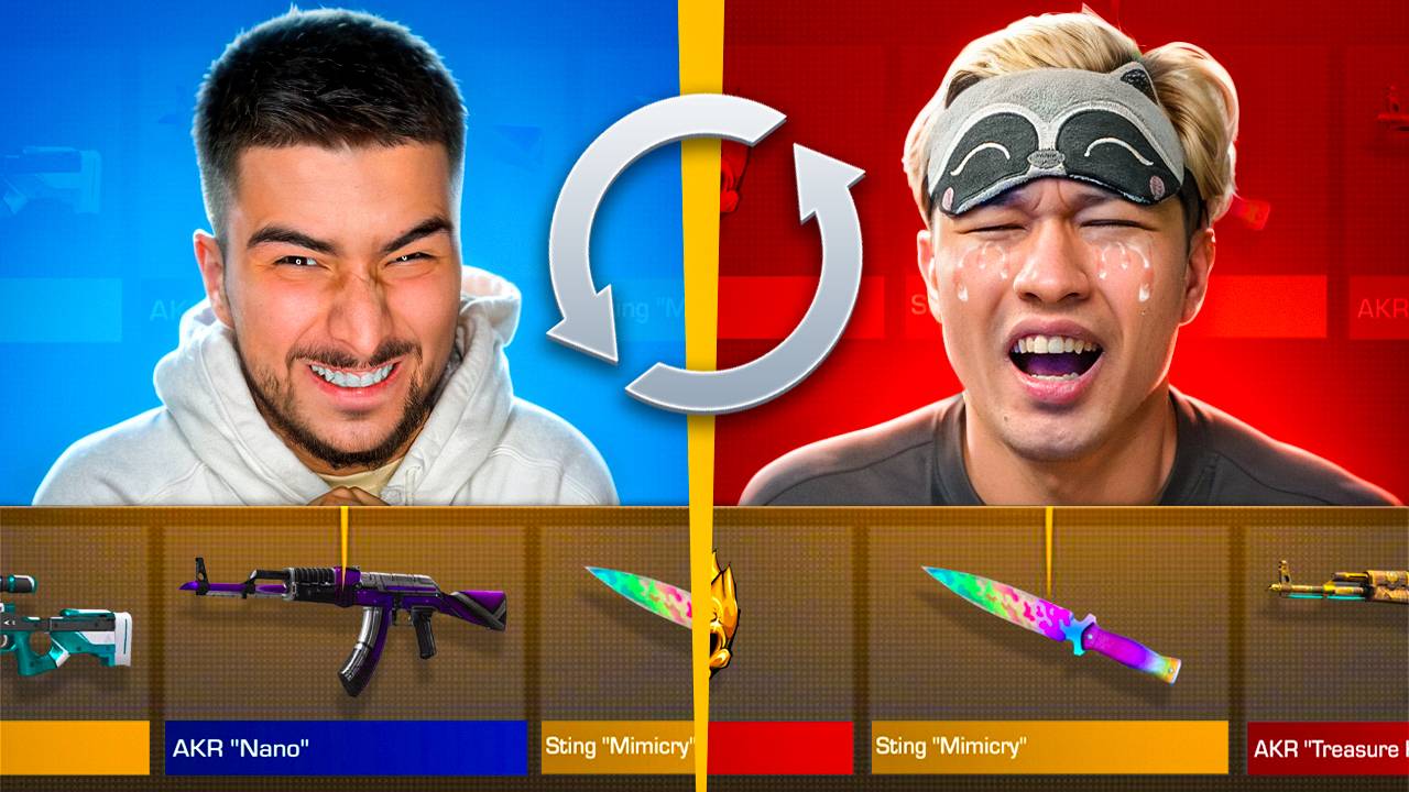 БИТВА КЕЙСОВ, но ПОКУПАЕМ СКИНЫ ДРУГ ДРУГУ (STANDOFF 2) НАВИ ТРЕНЕР и ЕРОКС смотреть онлайн