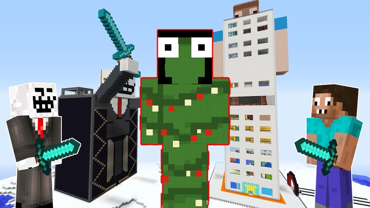 НОВОГОДНИЕ МОНСТРЫ НАПАЛИ НА НЕБОСКРЕБ ПРО И ЧИТЕРА МАЙНКРАФТ ! ПРОФЕССИОНАЛ И ТРОЛЛИНГ ДОМ ЛОВУШКА смотреть онлайн