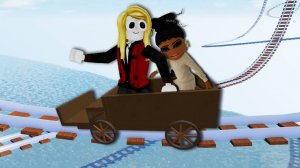 Весело катаемся на тележке в роблокс!
