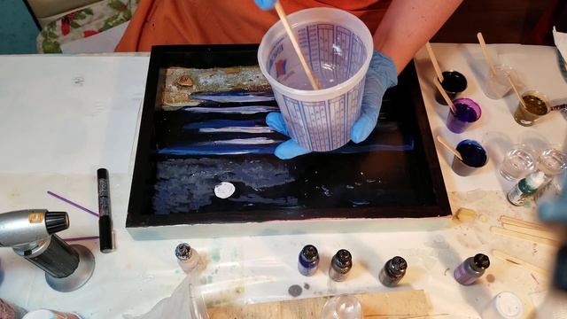 #1 Night time ocean scene with alcohol inks and resin смотреть онлайн