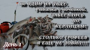 не ОДИН на льду. Рыбалка с ночёвкой. ЗАБЕГАЛИСЬ ПО ЖЕРЛИЦАМ СТОЛЬКО ТРОФЕЕВ Я ЕЩЕ НЕ ЛОВИЛ!!!