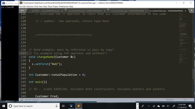 COSC 051: Operator Overloading Coding Example смотреть онлайн