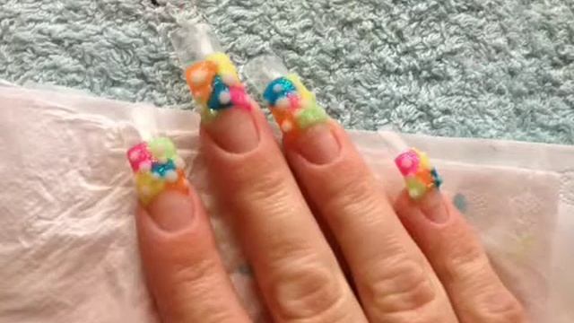 neon glitter bubble / polkadot acrylic nails part 2 смотреть онлайн