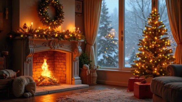 Christmas by the Fireplace 🎄 Cozy Winter Ambience & Relaxing 4K Music for the H