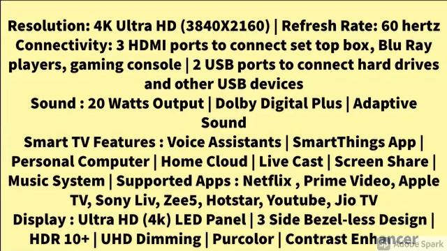 No.1 Samsung 163 cm (65 Inches Wondertainment Series Ultra HD LED Smart TV UA65TUE60AKXXL 2020 mode смотреть онлайн