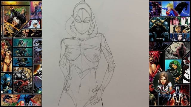 Lets Draw Sexy Pin Up Spider Gwen From Spider Man Enter The Spider Verse