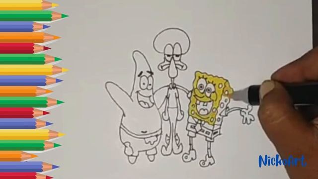 Menggambar Spongebob, Patrick, Squidward ll drawing and coloring Spongebob, patrick, squidward смотреть онлайн