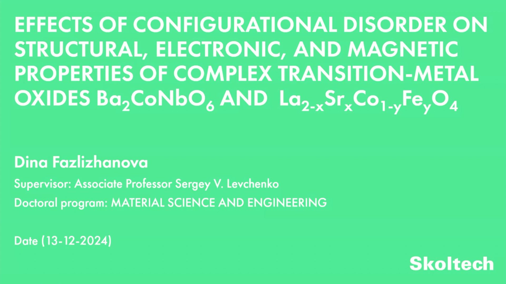 PhD Thesis Defense. Dina Fazlizhanova