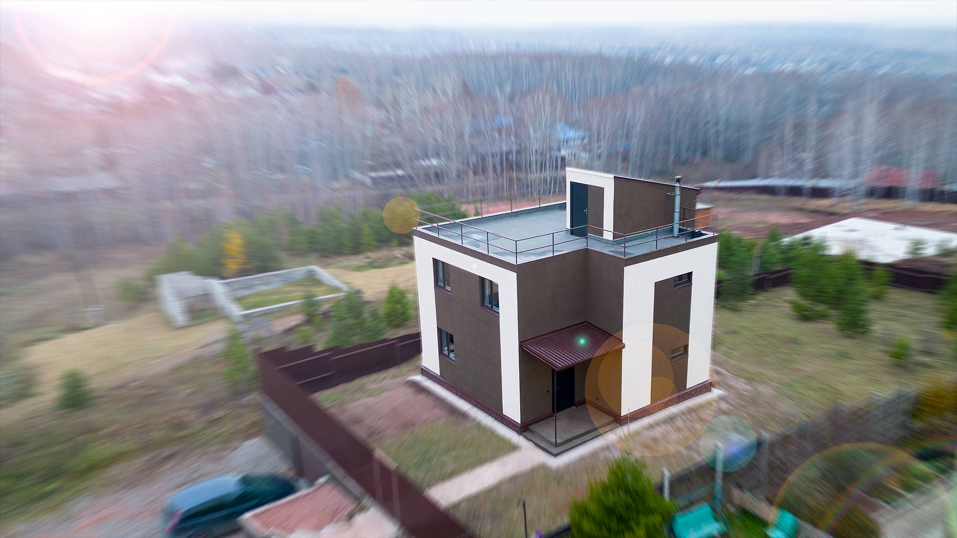 Обзор дома из газобетона с плоской крышей площадью 160м2. смотреть онлайн