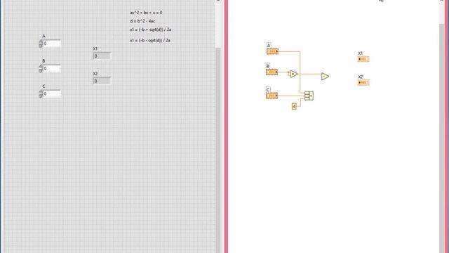 Solving quadratic equations on LabVIEW / Решения квадратных уравнений в LabVIEW. смотреть онлайн