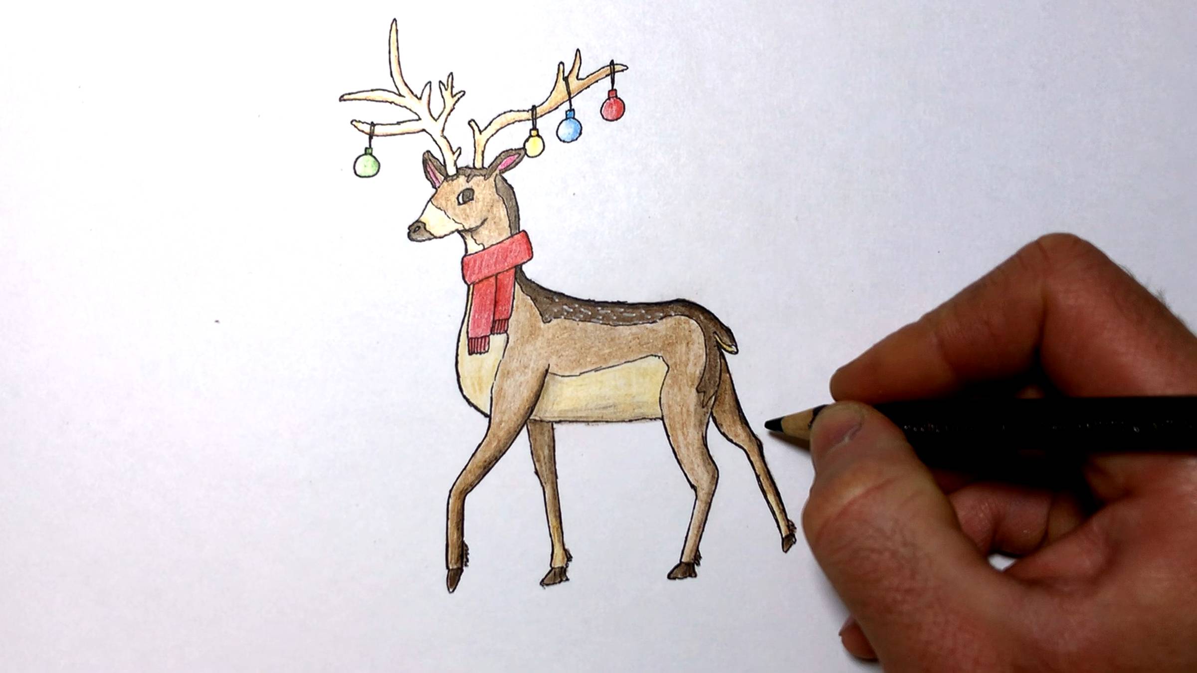 Как нарисовать Новогоднего оленя смотреть онлайн