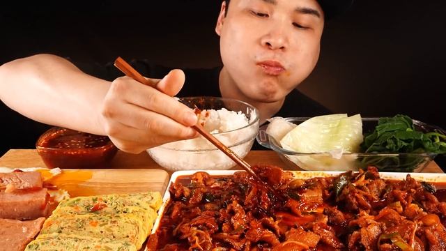 제육볶음, 계란말이, 스팸등 든든한 집밥 메뉴들 먹방~!! 리얼사운드 ASMR Mukbang(Eating Show)