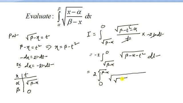 Integrate sqrt( (x-alpha)/(beta-x)) from alpha to beta |definite integration | calculus смотреть онлайн