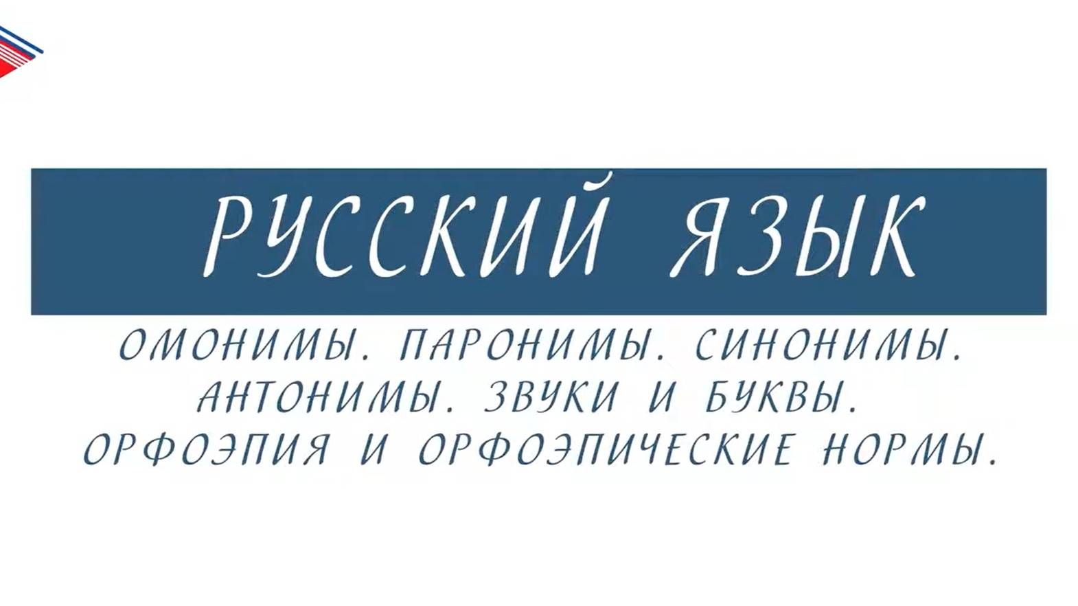 10 класс - Русский язык - Омонимы. Паронимы. Синонимы. Антонимы. Звуки и буквы. Орфоэпия смотреть онлайн