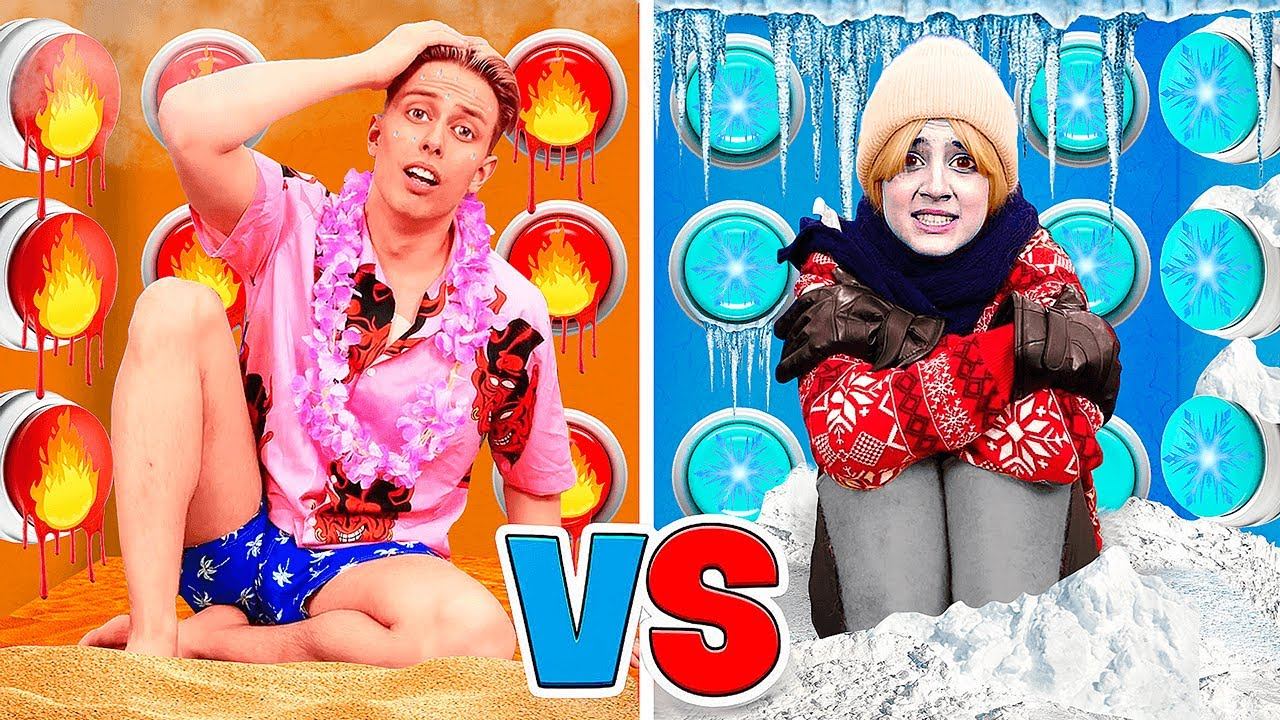 ГОРЯЧИЕ Vs ХОЛОДНЫЕ 100 кнопок! Только 1 СМОЖЕТ ВЫЙТИ!
