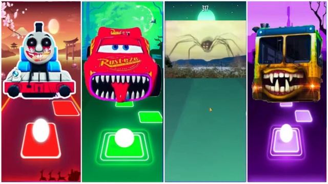 Extra Slide 🌟 Bus Eater 🌟 Car Eater 🌟 Spider Thomas Train ☄️ Tiles Hop EDM Rush!