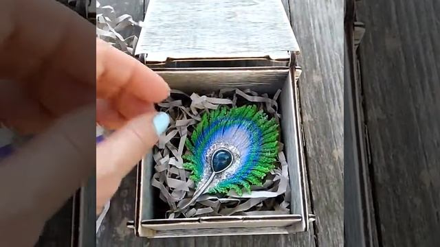 Peacock feathers Silver brooch, natural Labradorite Crystal brooch, polymer clay jewelry смотреть онлайн
