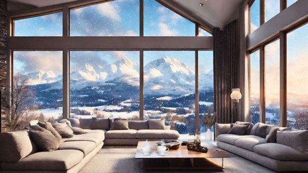 Cozy Winter Ambience in Forest ❄️ Luxury Living Room with Smooth Jazz Music for