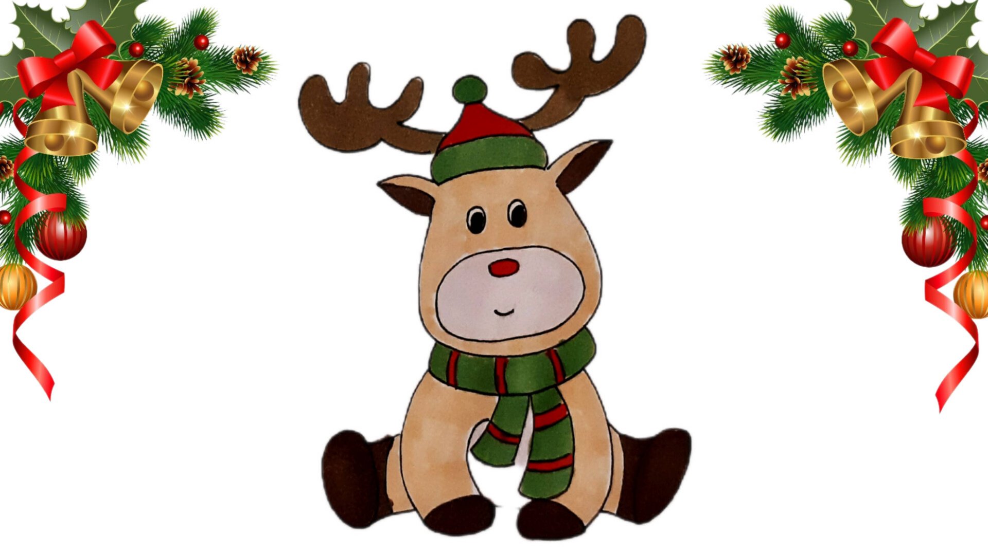 Как нарисовать новогоднего ОЛЕНЯ/зимние рисунки для срисовки смотреть онлайн