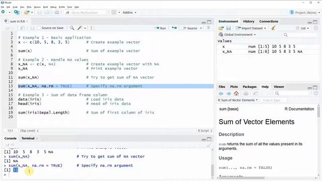 sum Function in R (3 Examples) | Remove NA & Adding Up Column Values смотреть онлайн