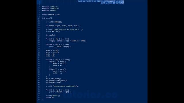 arrays – turbo C (intercambio mayor menor vector) смотреть онлайн
