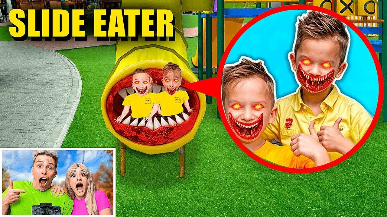 мой дрон снял, как SLIDE EATER съел ВЛАД и НИКИ! смотреть онлайн