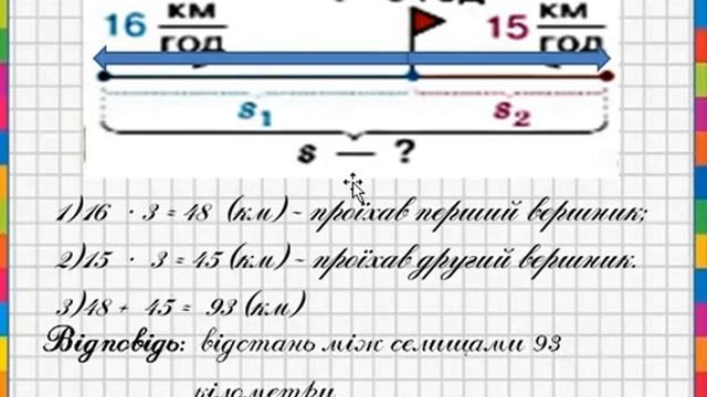 Ознайомлюємось із задачами на одночасний рух двох тіл у різних напрямках. 4 клас, с 54 - 55. смотреть онлайн
