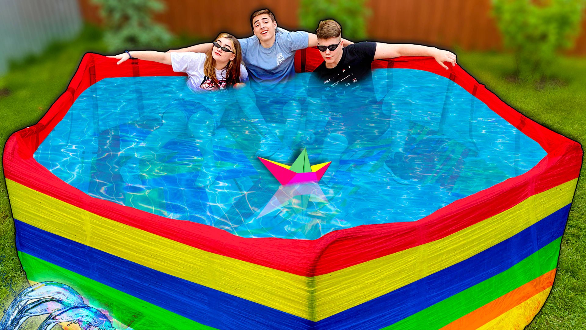 ОГРОМНЫЙ БАССЕЙН ИЗ 100 СЛОЕВ РАЗНОЦВЕТНОГО СКОТЧА смотреть онлайн