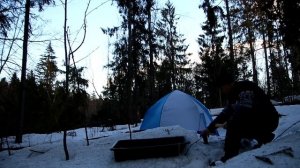 ночёвка в лесу / самодельная печка