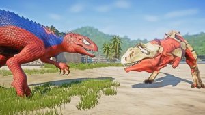 Dinosaur SPIDER-MAN VS VENOM, HULK, IRON-MAN & KING SHARK Dino Fight in Jurassic World Evolution