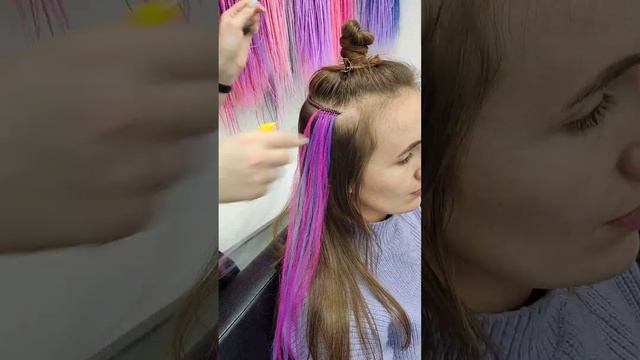 Цветные прядки из канекалона