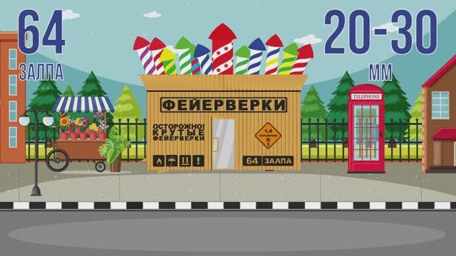 Батарея салютов КОРОБКА ФЕЙЕРВЕРКОВ 64х20-30мм смотреть онлайн