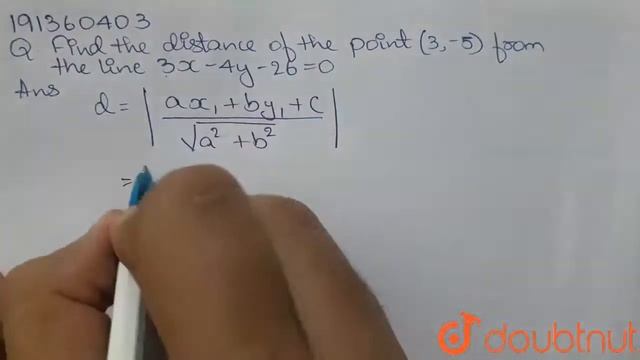 Find the distance of the point (3,-5) from the line `3x -4y -26 =0` | Class 11 Maths | Doubtnut смотреть онлайн