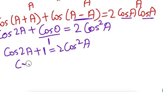Proving Cos2A = 2 Cos^2A – 1 = 1 – 2Sin^2A = Cos^2A – Sin^2A