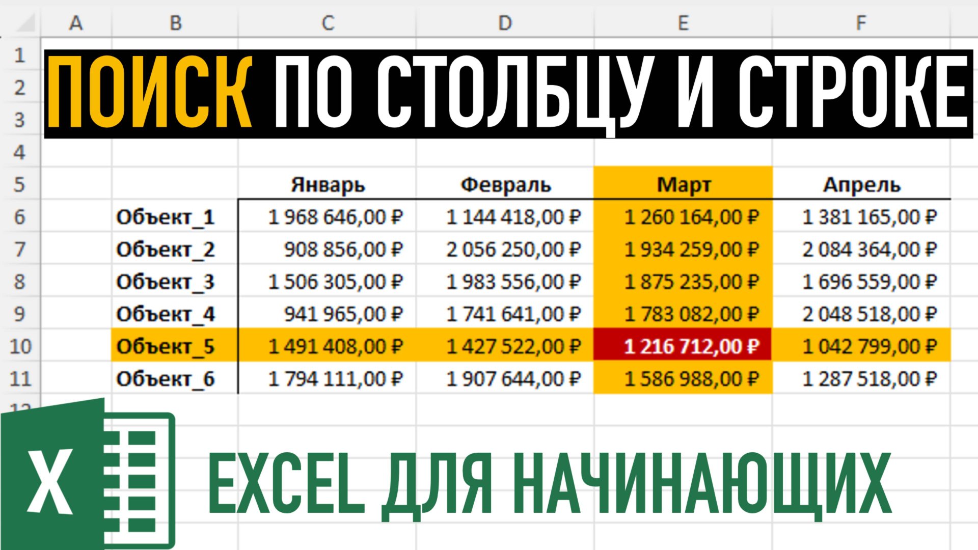 Поиск по столбцу и строке ➤ 3 ВАРИАНТА решения