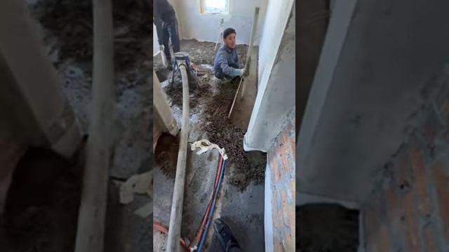 Полусухая стяжка,подача раствора смотреть онлайн