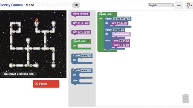 STEM Coding and Games - Blockly Games - Maze - Level 10 solution смотреть онлайн