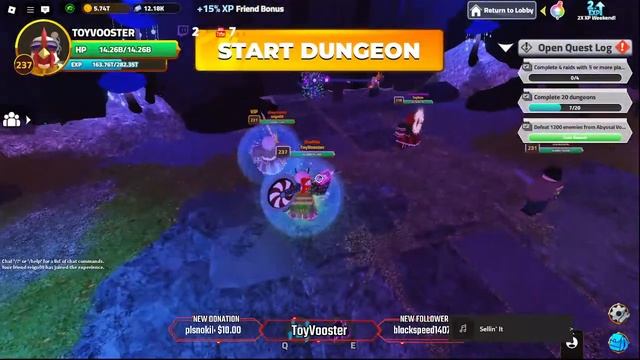 ROBLOX Dungeon Quest 2X_XP 💀ABYSSAL VOID🐔