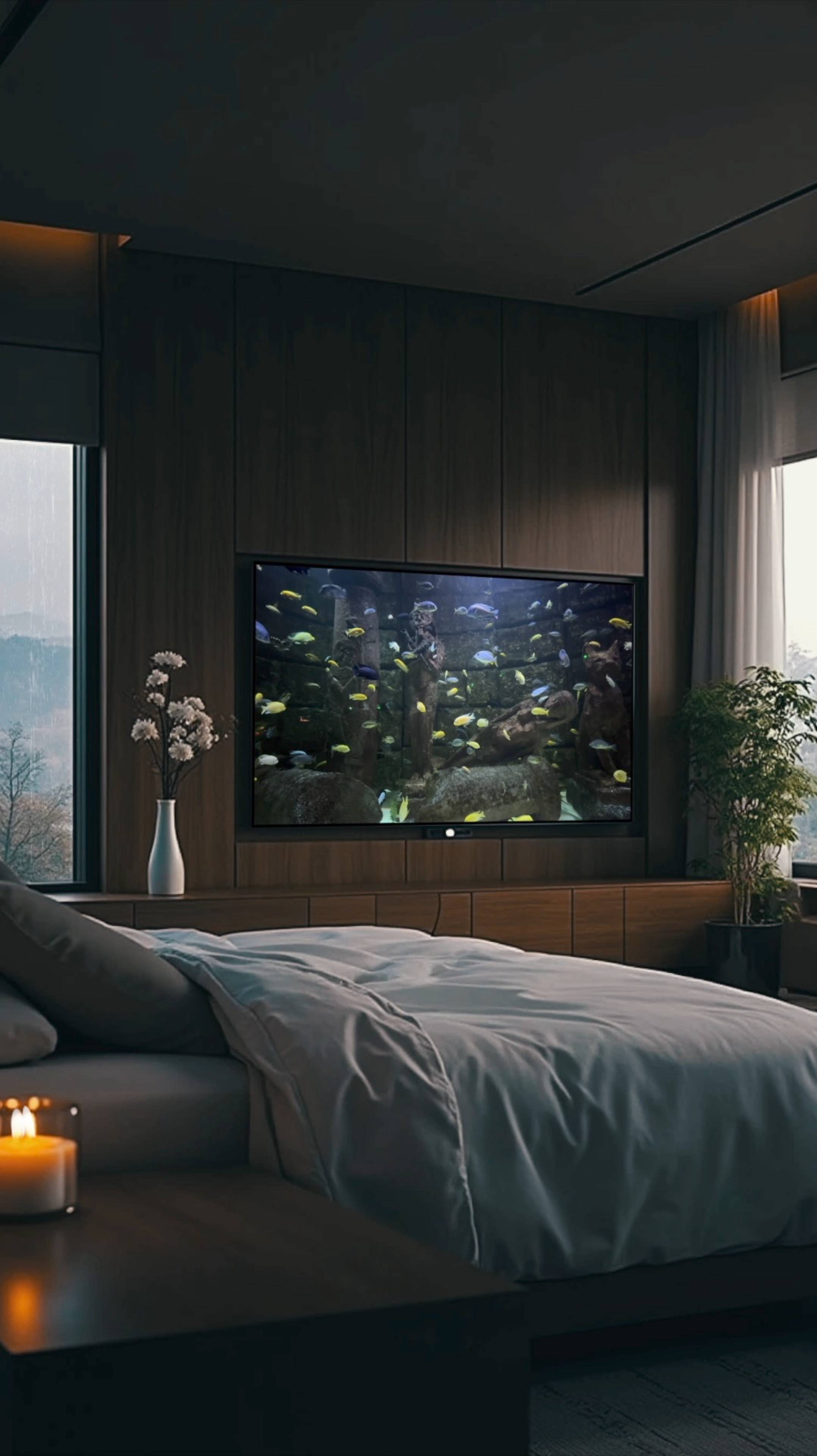 Душевное спокойствие | Звуки дождя и грома в теплой спальне | Шорты | Youtube