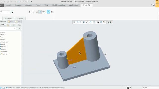 #15 Creo Part Modeling- Profile Rib & Trajectory Rib Command смотреть онлайн