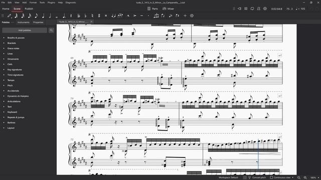 La Campanella Etude S. 141/3 in G♯ Minor – Liszt (Musescore 4) смотреть онлайн