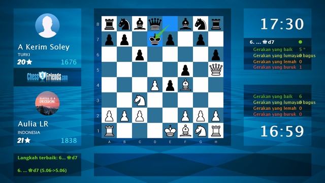 Chess Game Analysis: Aulia LR - A Kerim Soley : 1-0 (By ChessFriends.com) смотреть онлайн