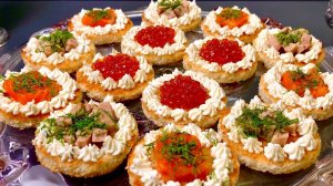 Удивите ВСЕХ! Закуски на Новый год 2026 с икрой, форелью и печенью трески.