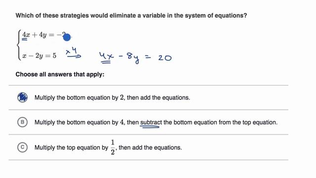 Strategies for eliminating variables in a system examples смотреть онлайн