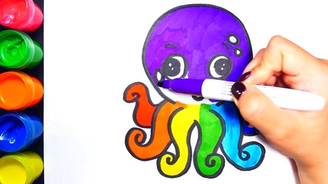 Как Просто Нарисовать Осьминога с Блестками / Colored Glitter Painting Octopus смотреть онлайн